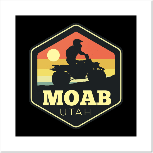 Moab Utah ATV Vintage Sunset Hexagon Wall Art by DetourShirts